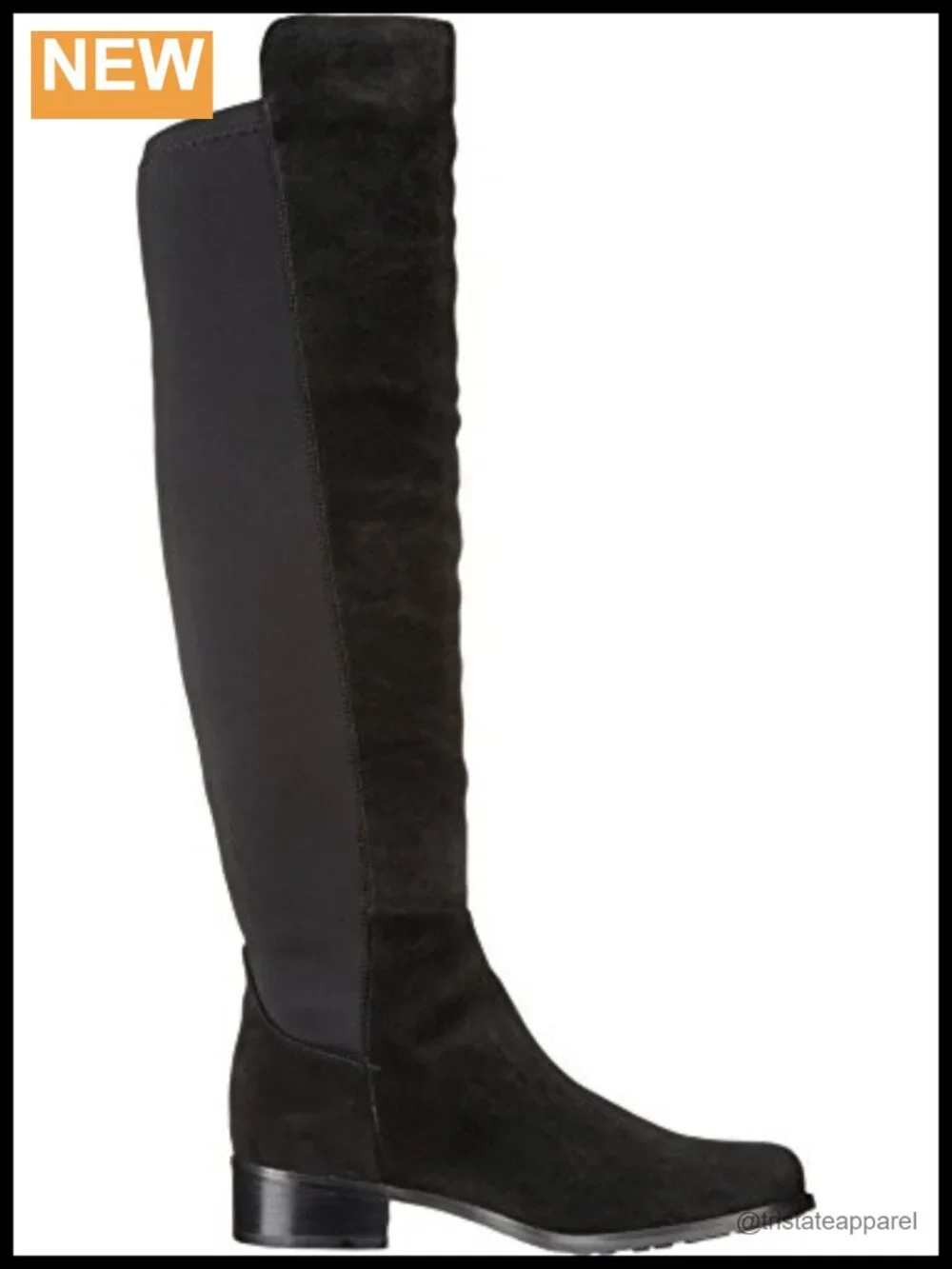 Blondo Velma Waterproof Riding Boots Suede Stretchy Calf Stacked Heel Round Toe